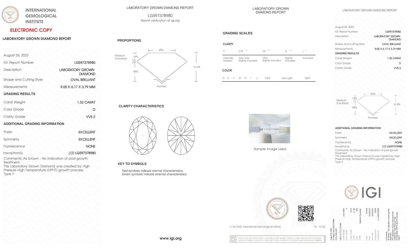 Certificate of diamond 1.32 Carat Oval Diamond