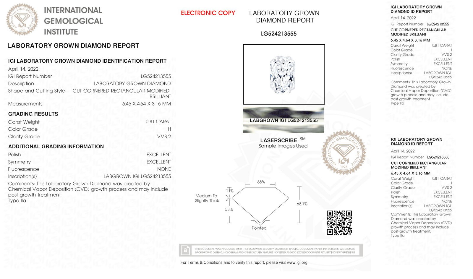 Certificate of diamond 0.81 Carat Round Diamond