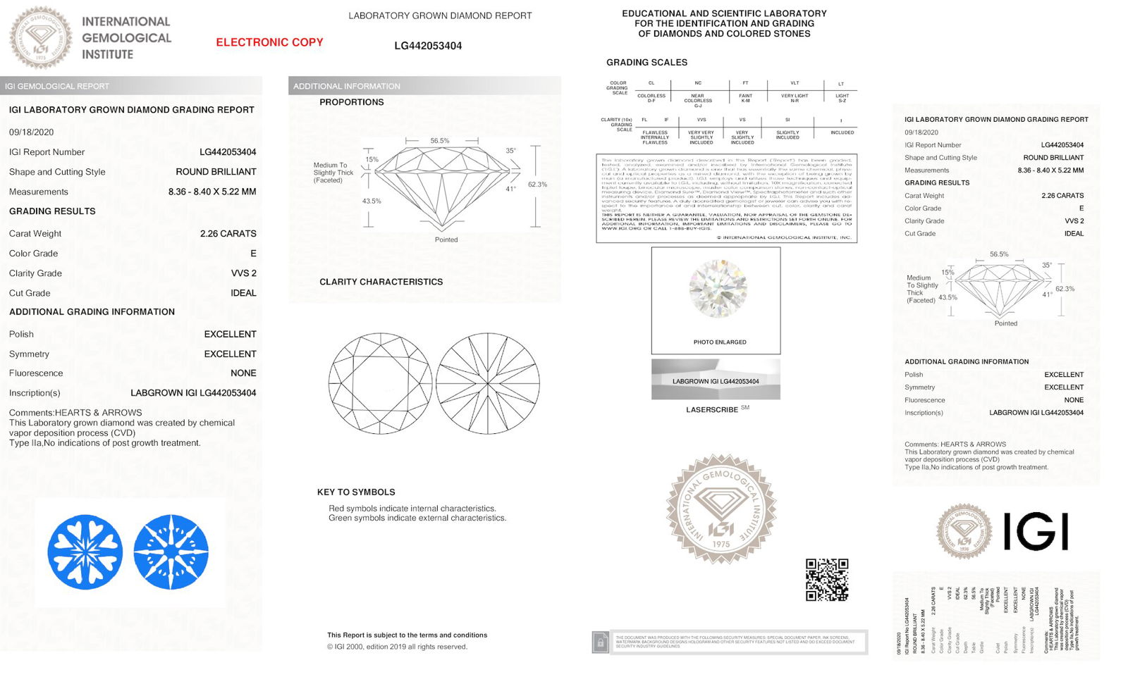 Certificate of diamond 2.26 Carat Round Diamond