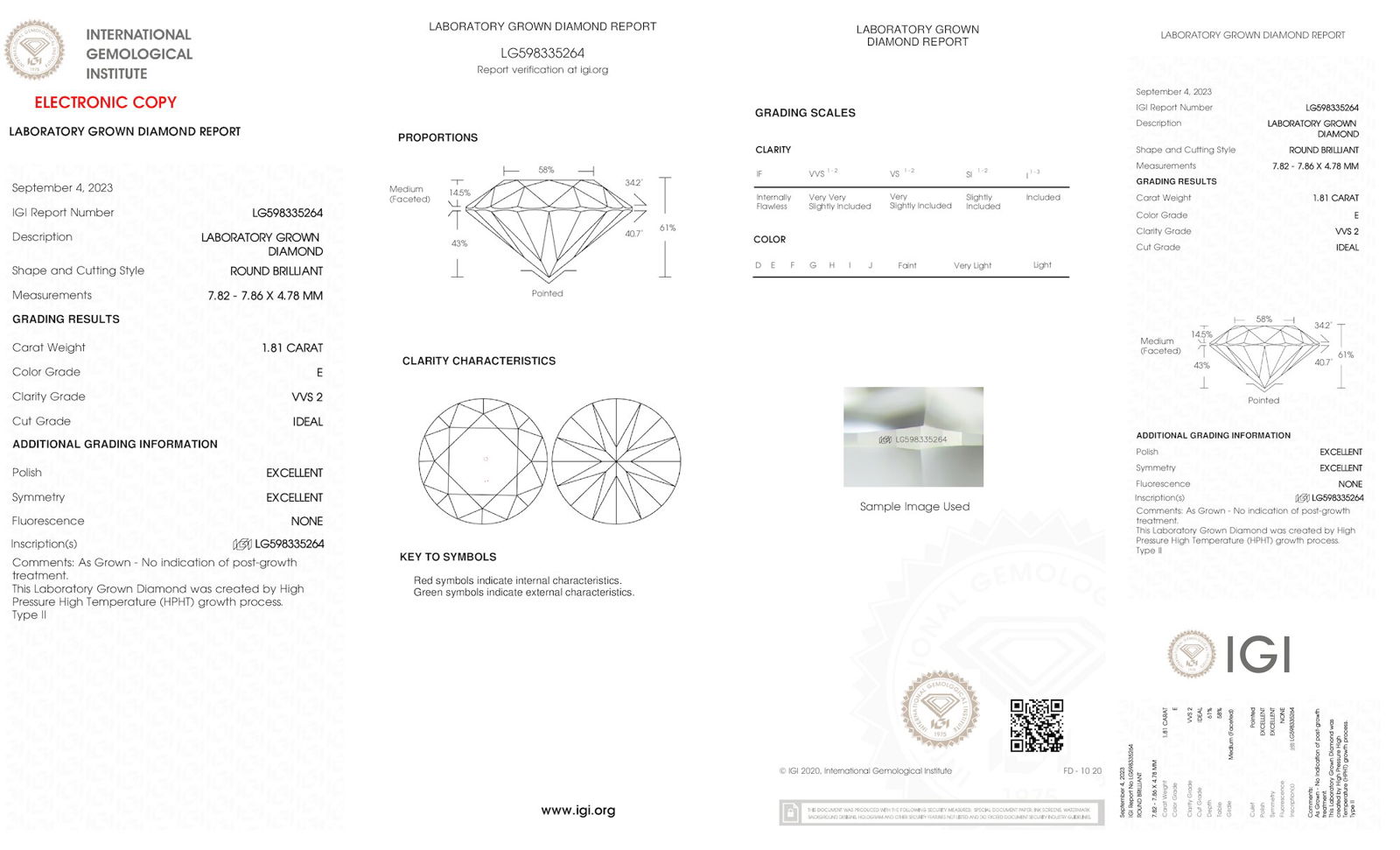 Certificate of diamond 1.81 Carat Round Diamond