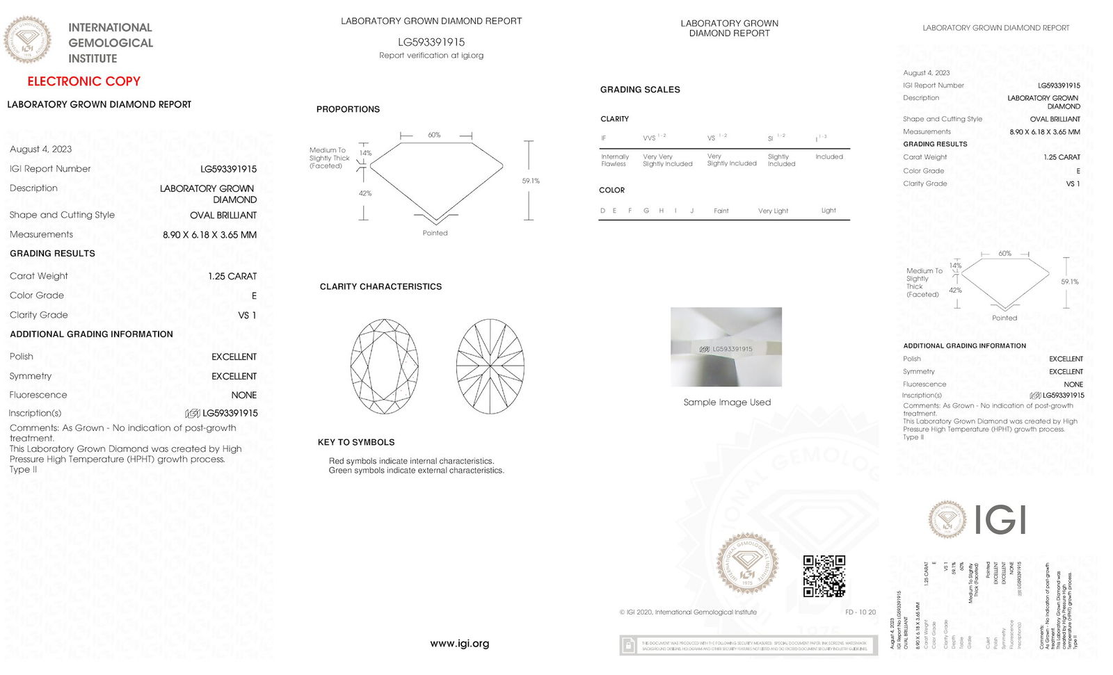 Certificate of diamond 1.25 Carat Oval Diamond