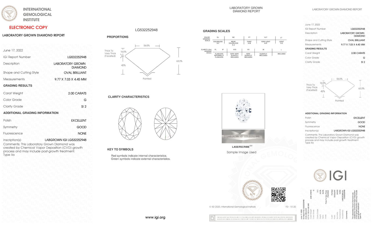 Certificate of diamond 2 Carat Oval Diamond