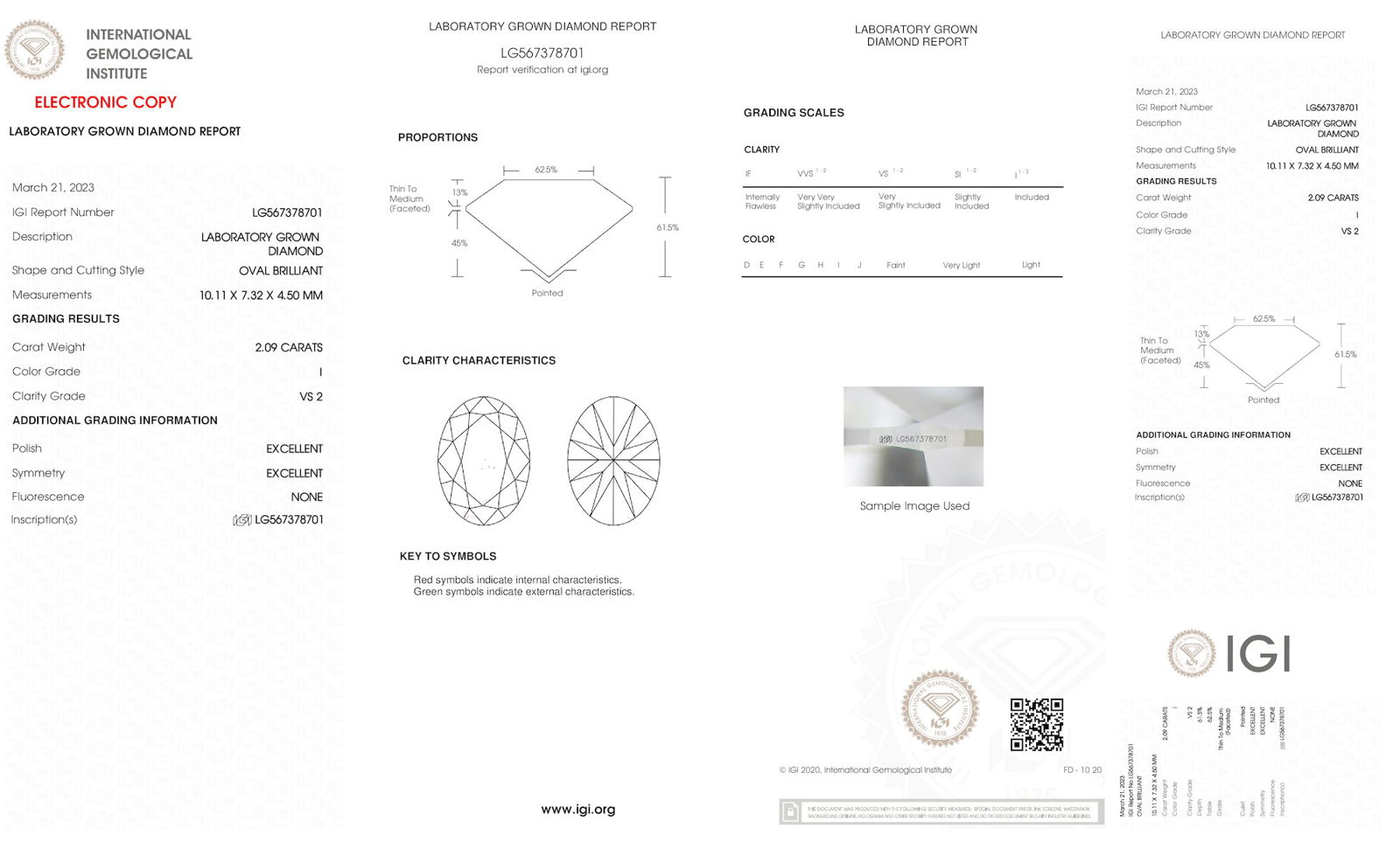 Certificate of diamond 2.09 Carat Oval Diamond