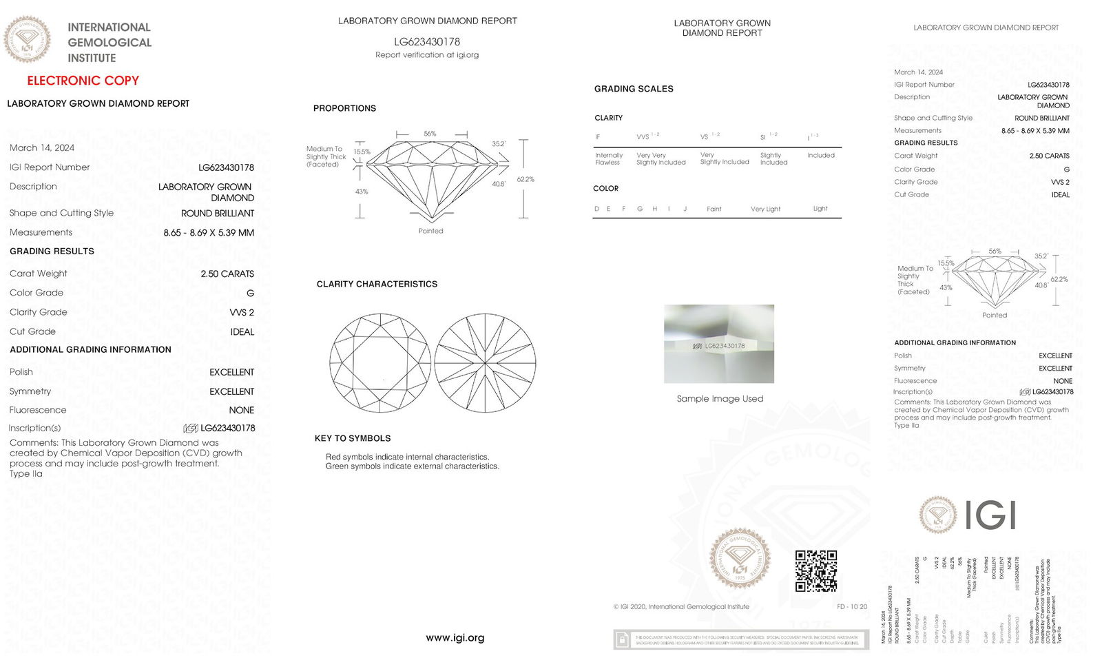 Certificate of diamond 2.5 Carat Round Diamond