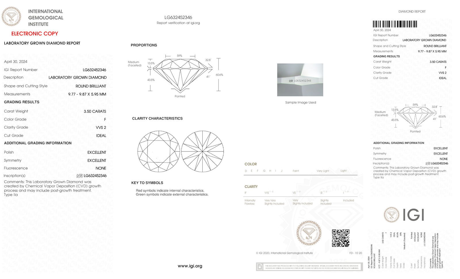 Certificate of diamond 3.5 Carat Round Diamond