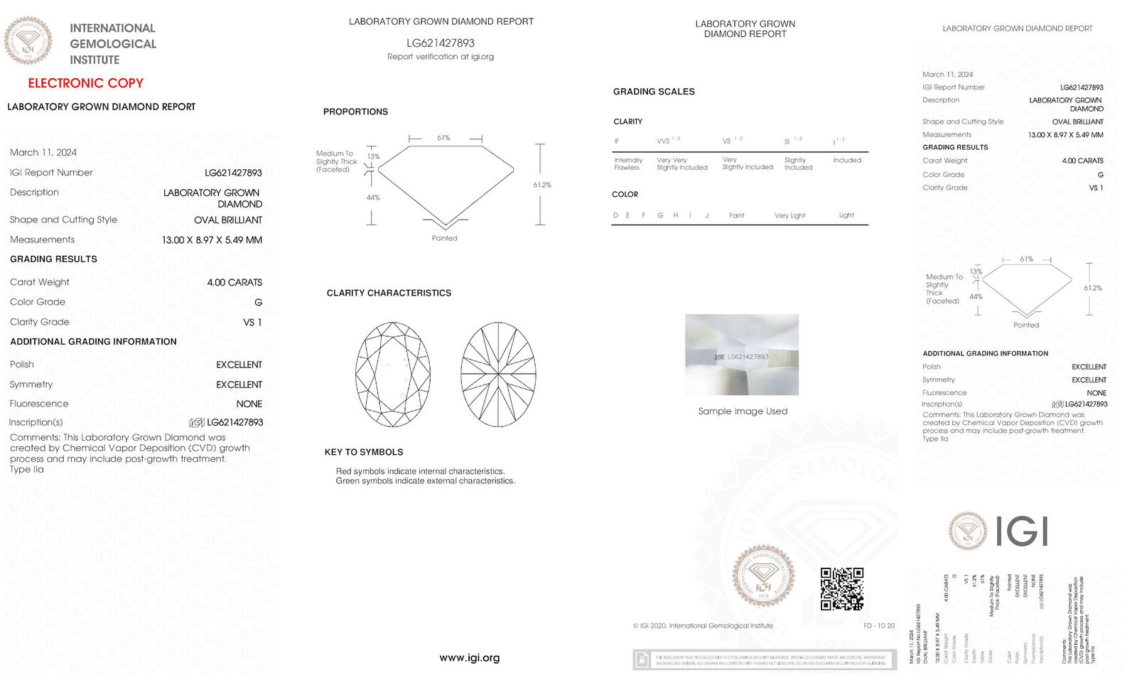 Certificate of diamond 4 Carat Oval Diamond