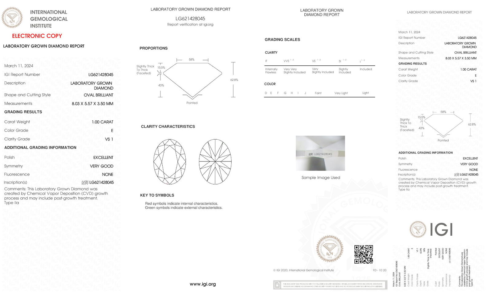 Certificate of diamond 1 Carat Oval Diamond