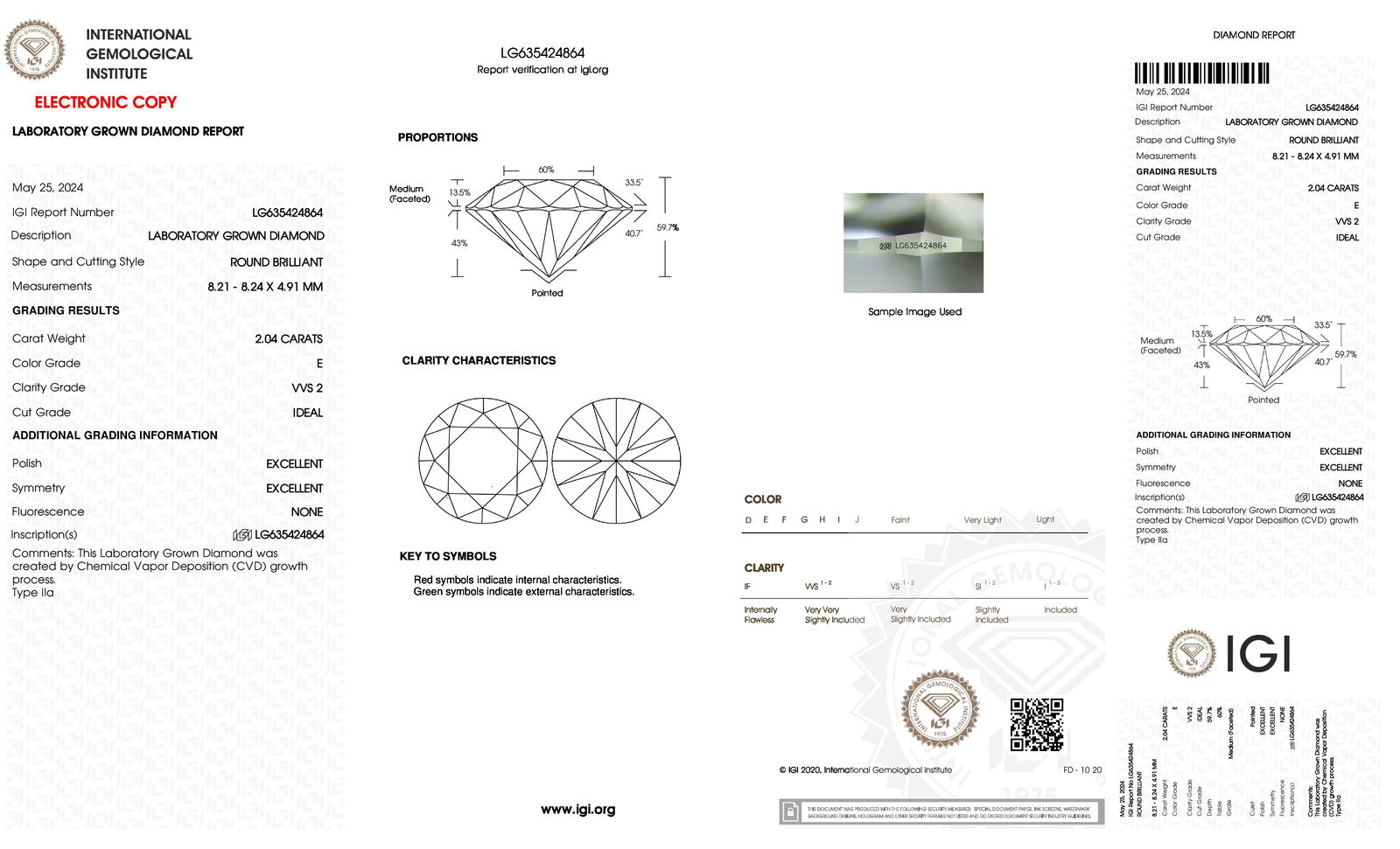 Certificate of diamond 2.04 Carat Round Diamond