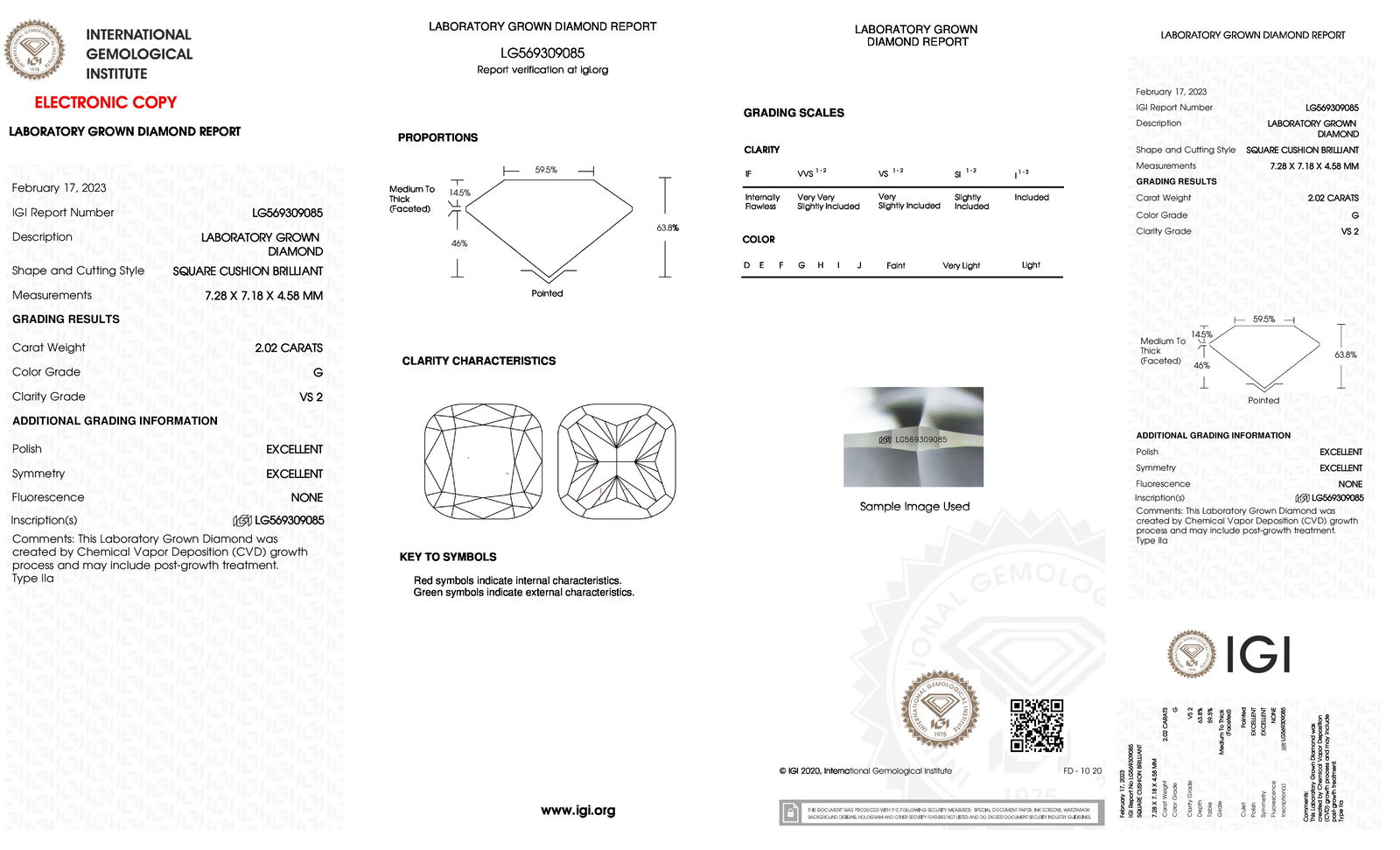 Certificate of diamond 2.02 Carat Cushion Diamond
