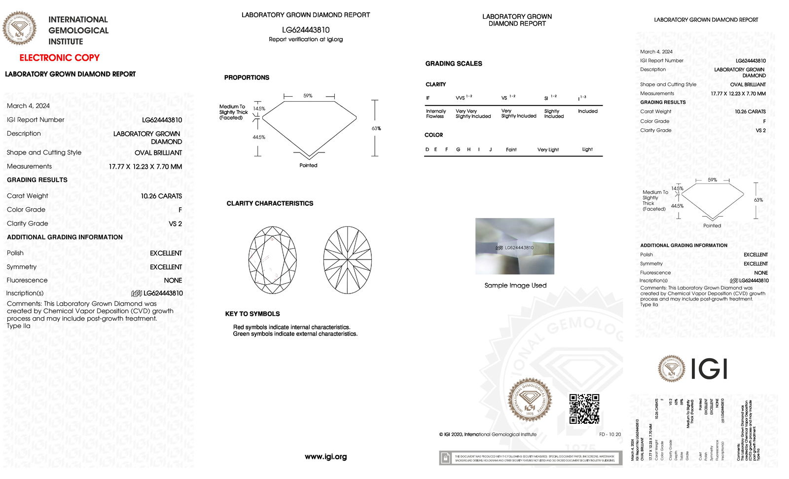Certificate of diamond 10.26 Carat Oval Diamond
