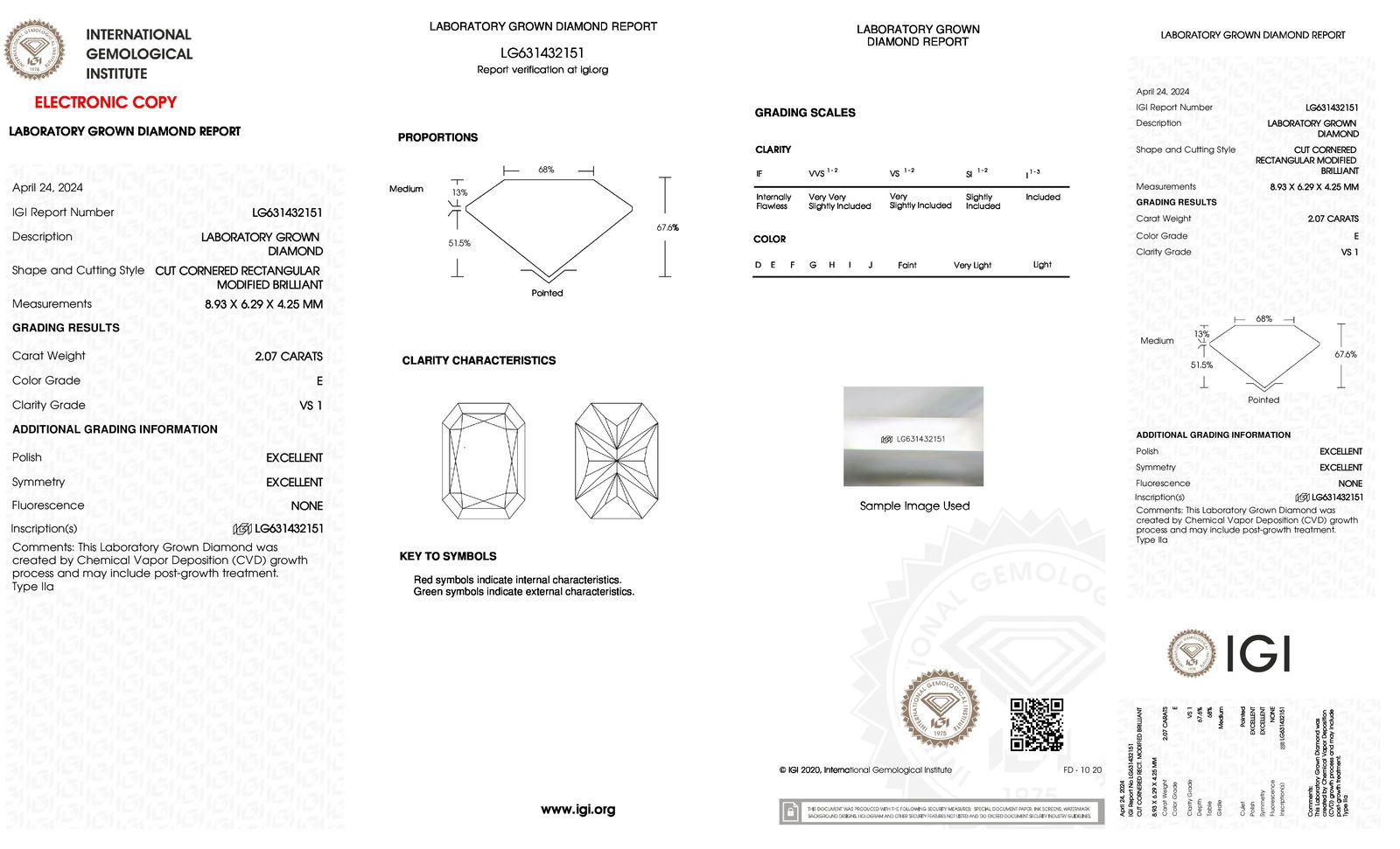 Certificate of diamond 2.07 Carat Round Diamond