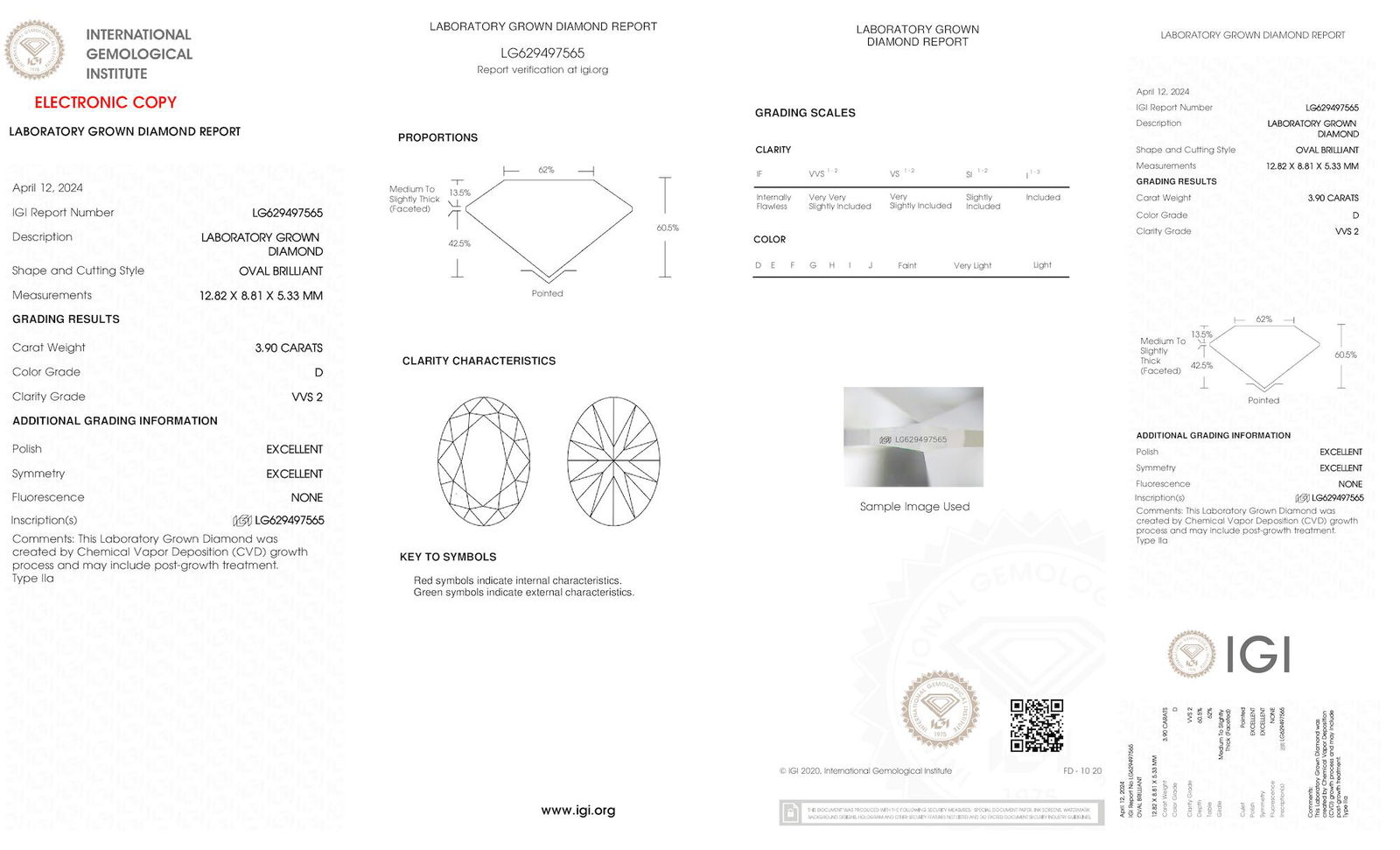 Certificate of diamond 3.9 Carat Oval Diamond