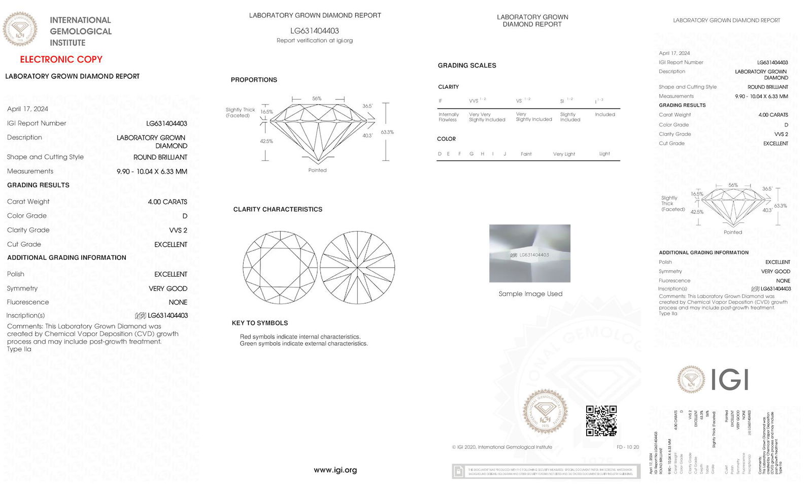 Certificate of diamond 4 Carat Round Diamond