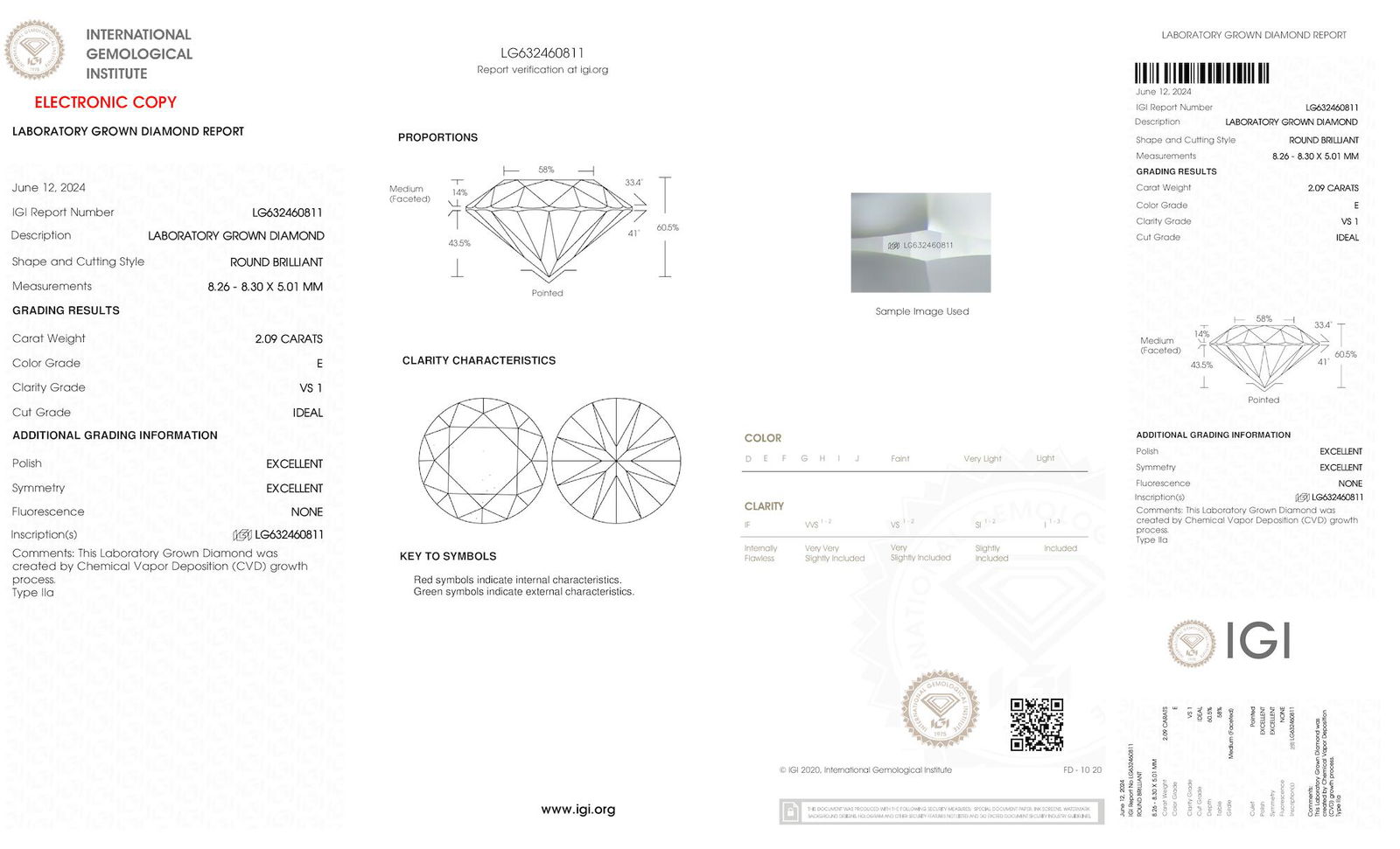 Certificate of diamond 2.09 Carat Round Diamond