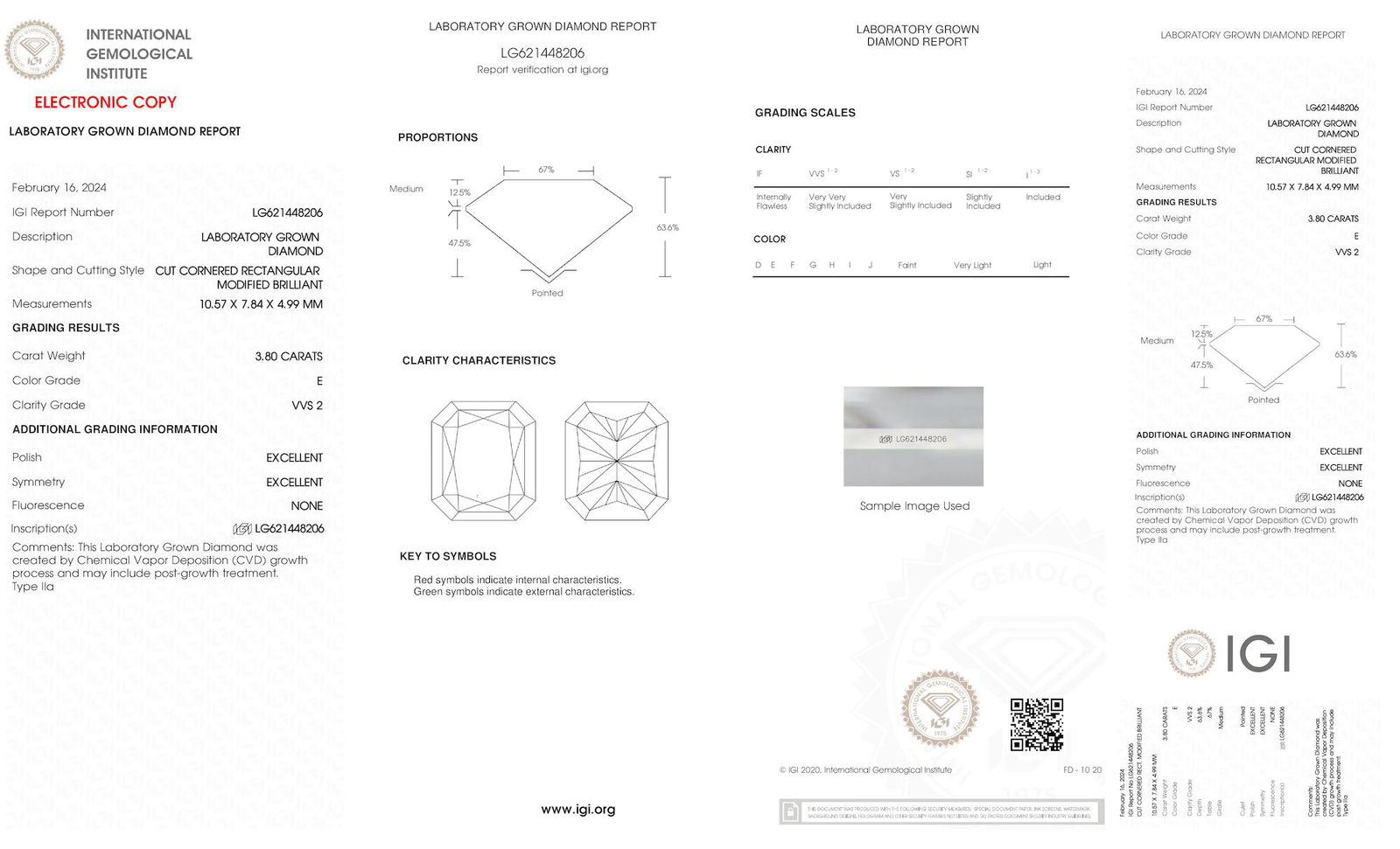 Certificate of diamond 3.8 Carat Radiant Diamond