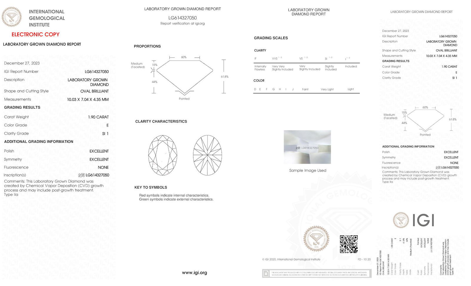 Certificate of diamond 1.9 Carat Oval Diamond