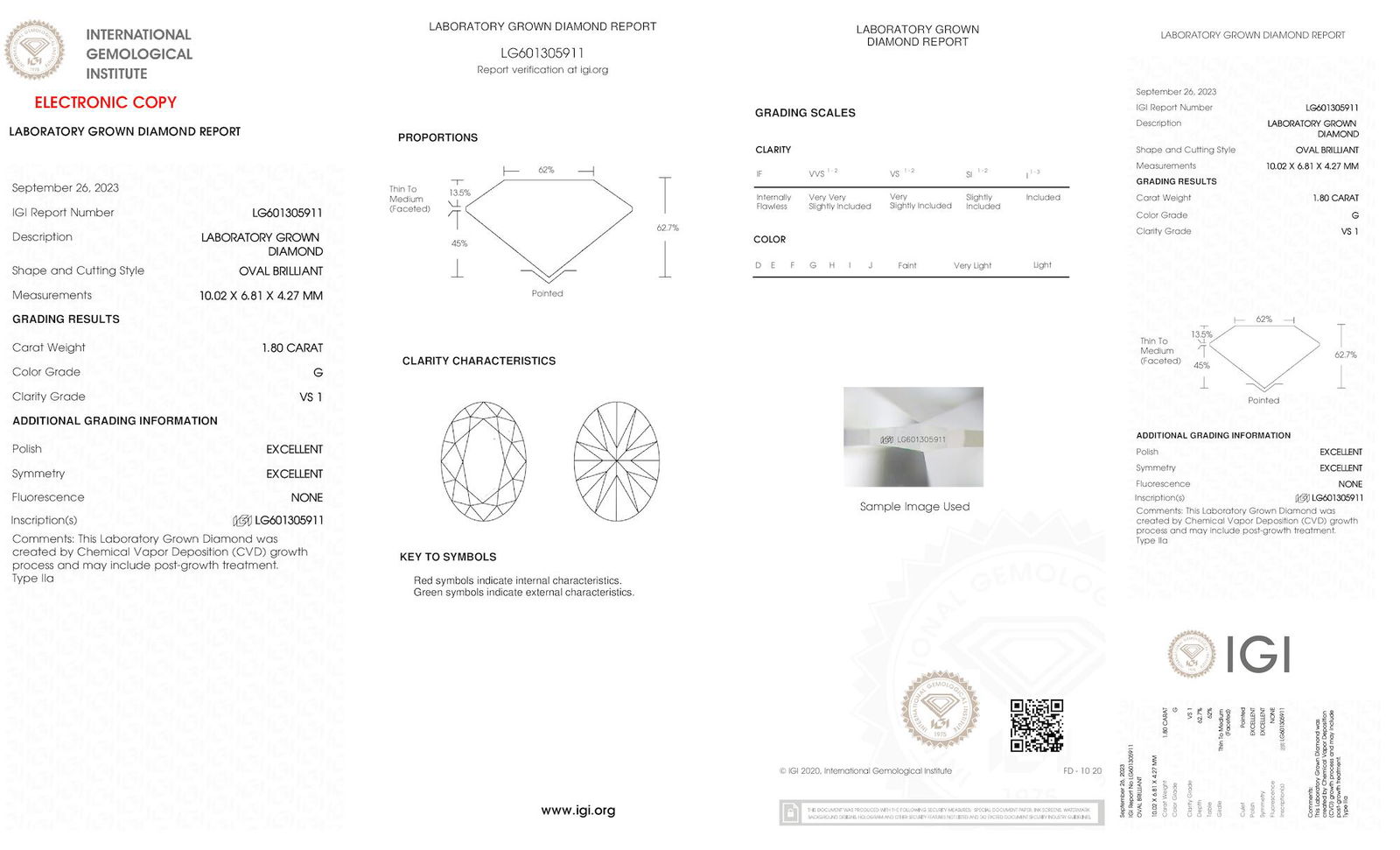 Certificate of diamond 1.8 Carat Oval Diamond