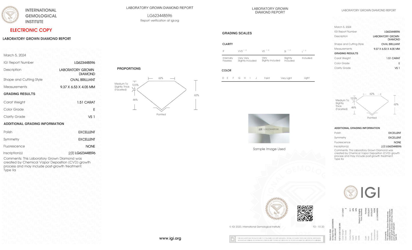 Certificate of diamond 1.51 Carat Oval Diamond