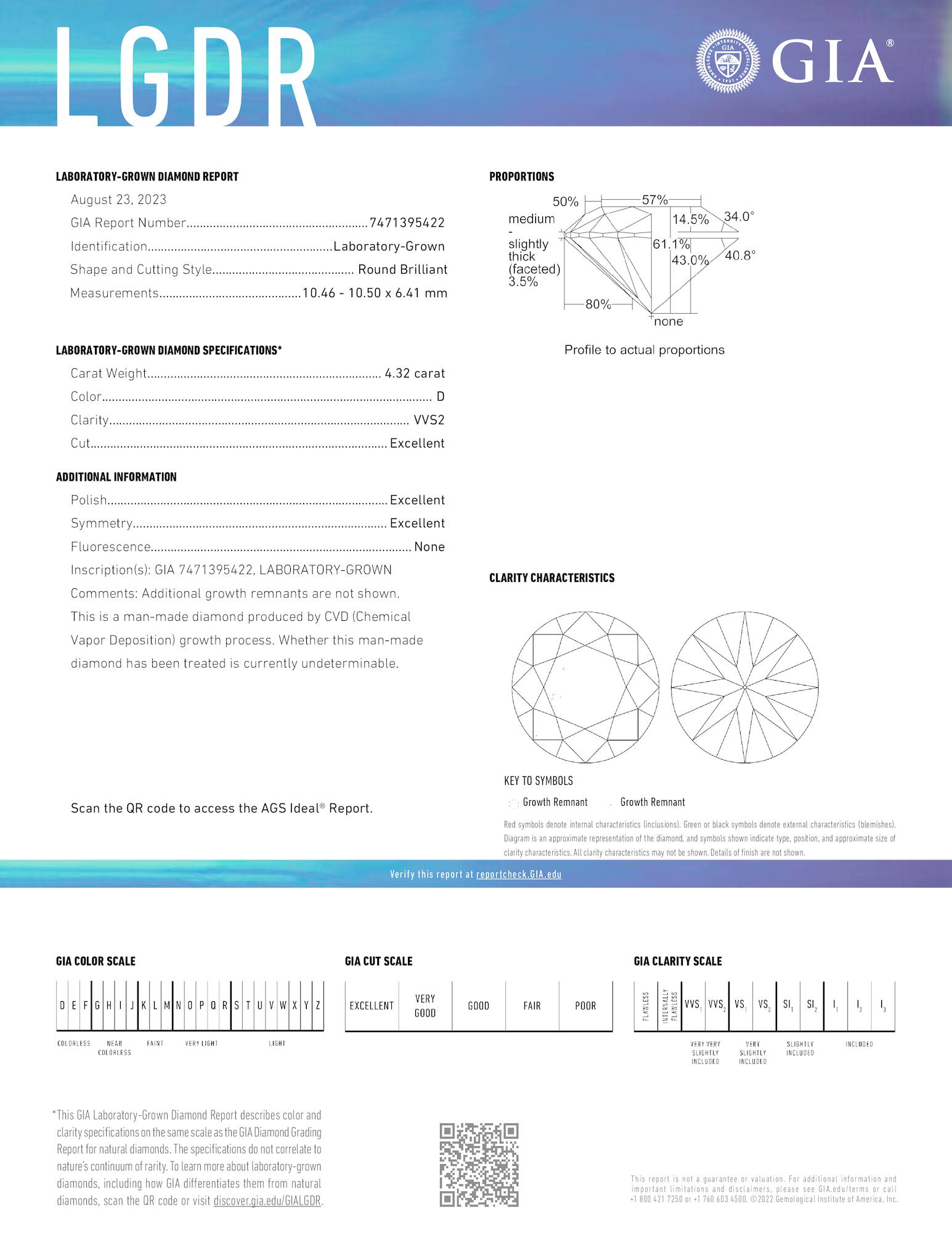 Certificate of diamond 4.32 Carat Round Diamond