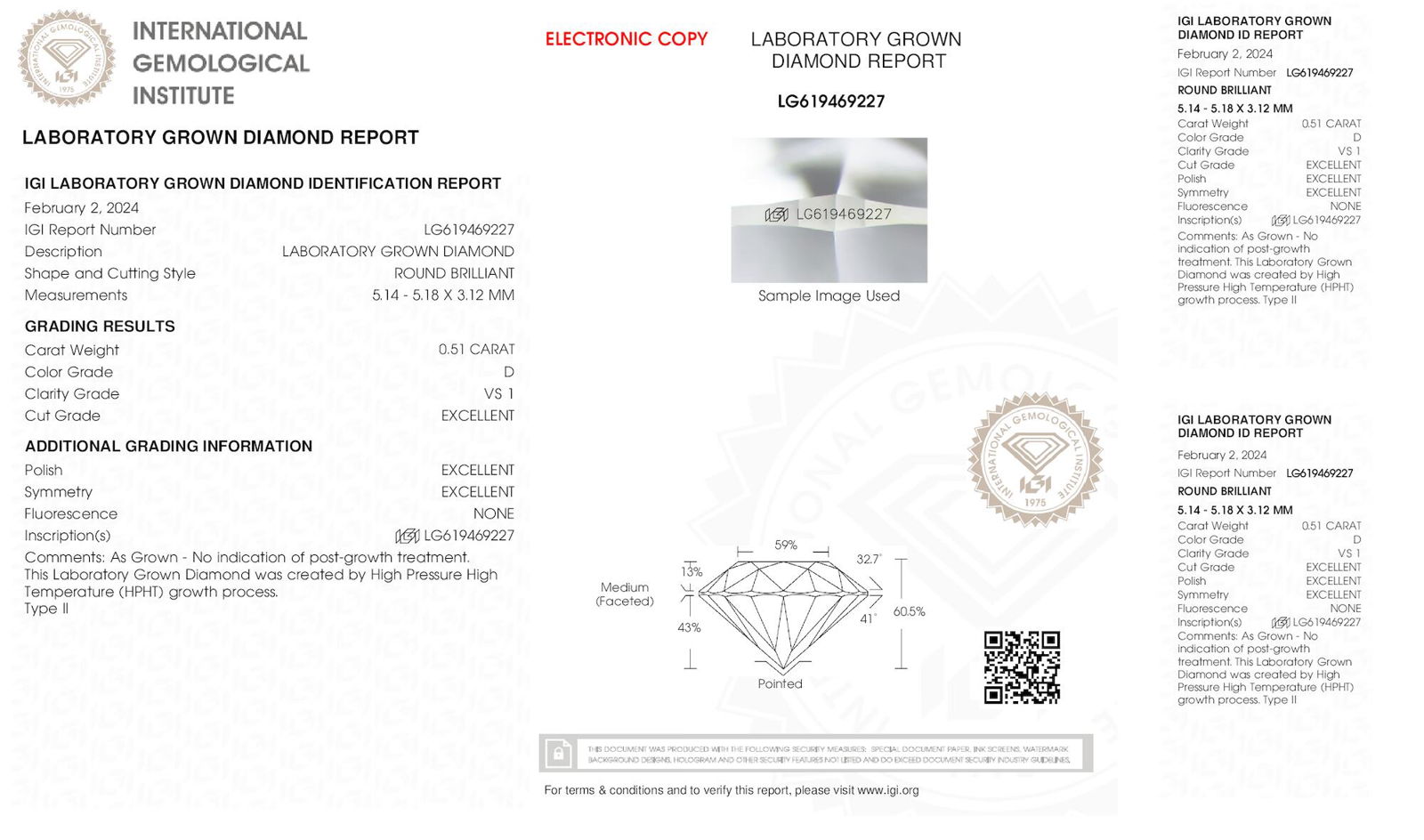 Certificate of diamond 0.51 Carat Round Diamond