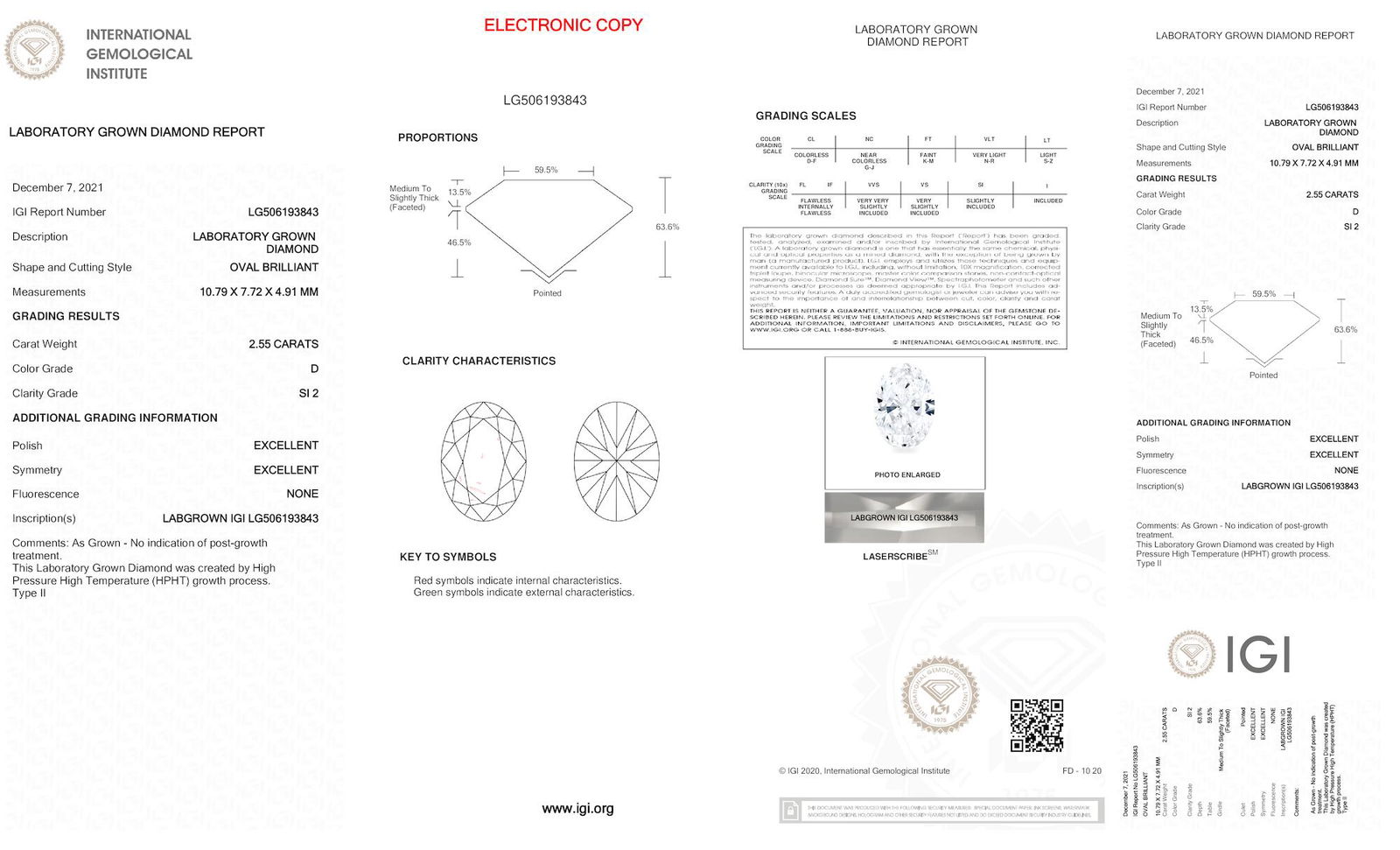 Certificate of diamond 2.55 Carat Oval Diamond