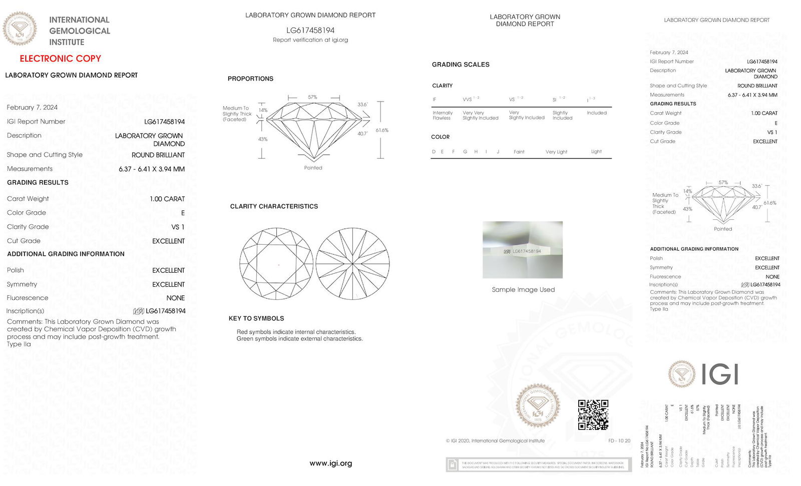 Certificate of diamond 1 Carat Round Diamond