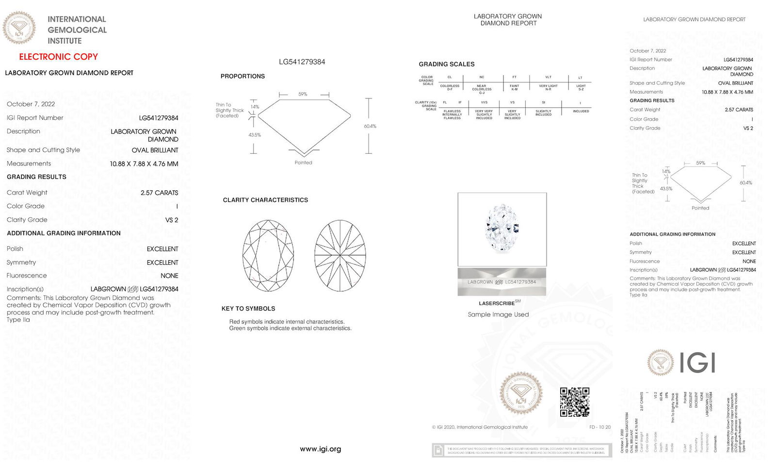 Certificate of diamond 2.57 Carat Oval Diamond