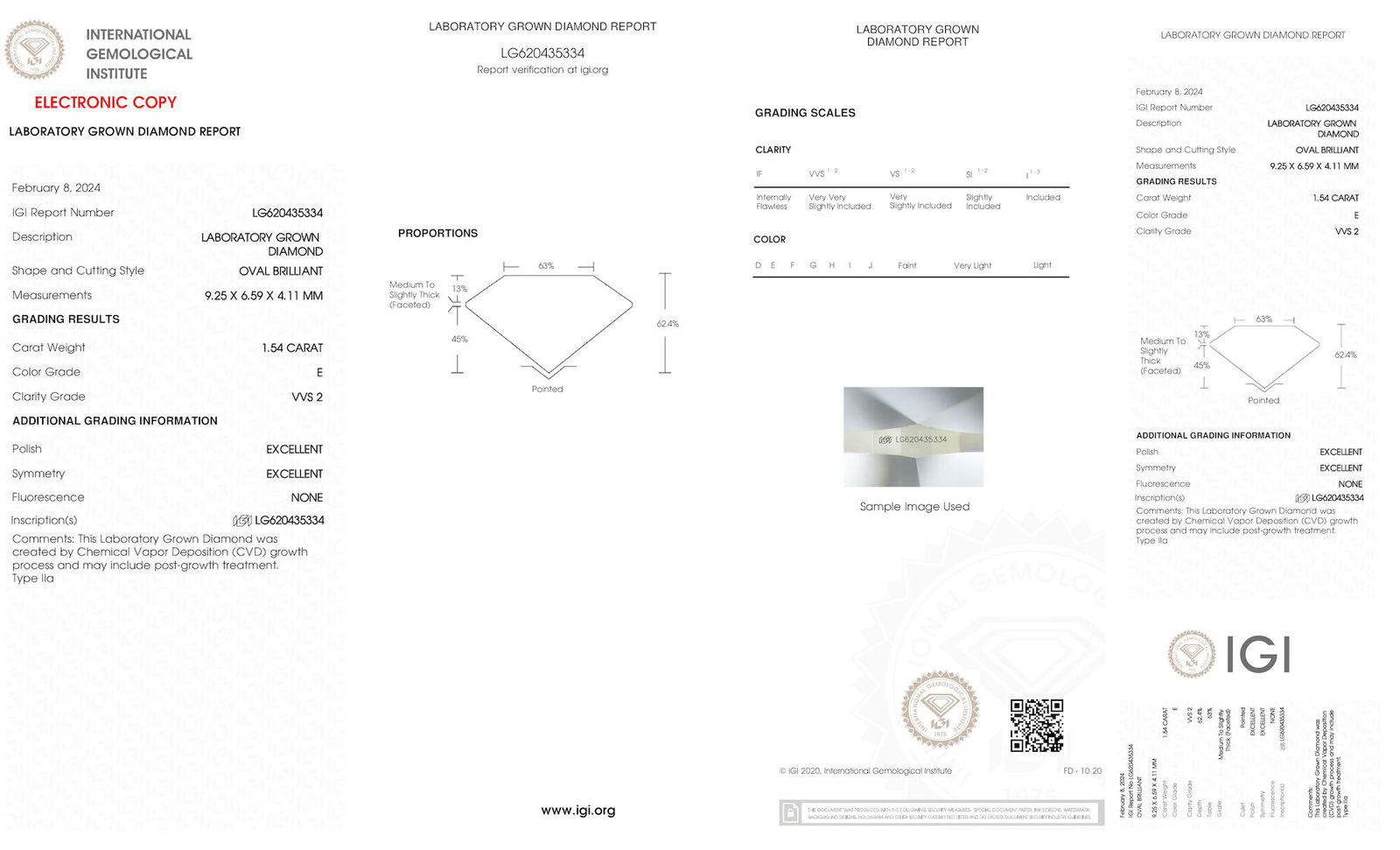 Certificate of diamond 1.54 Carat Oval Diamond