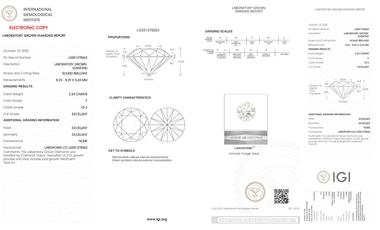 Certificate of diamond 2.24 Carat Round Diamond