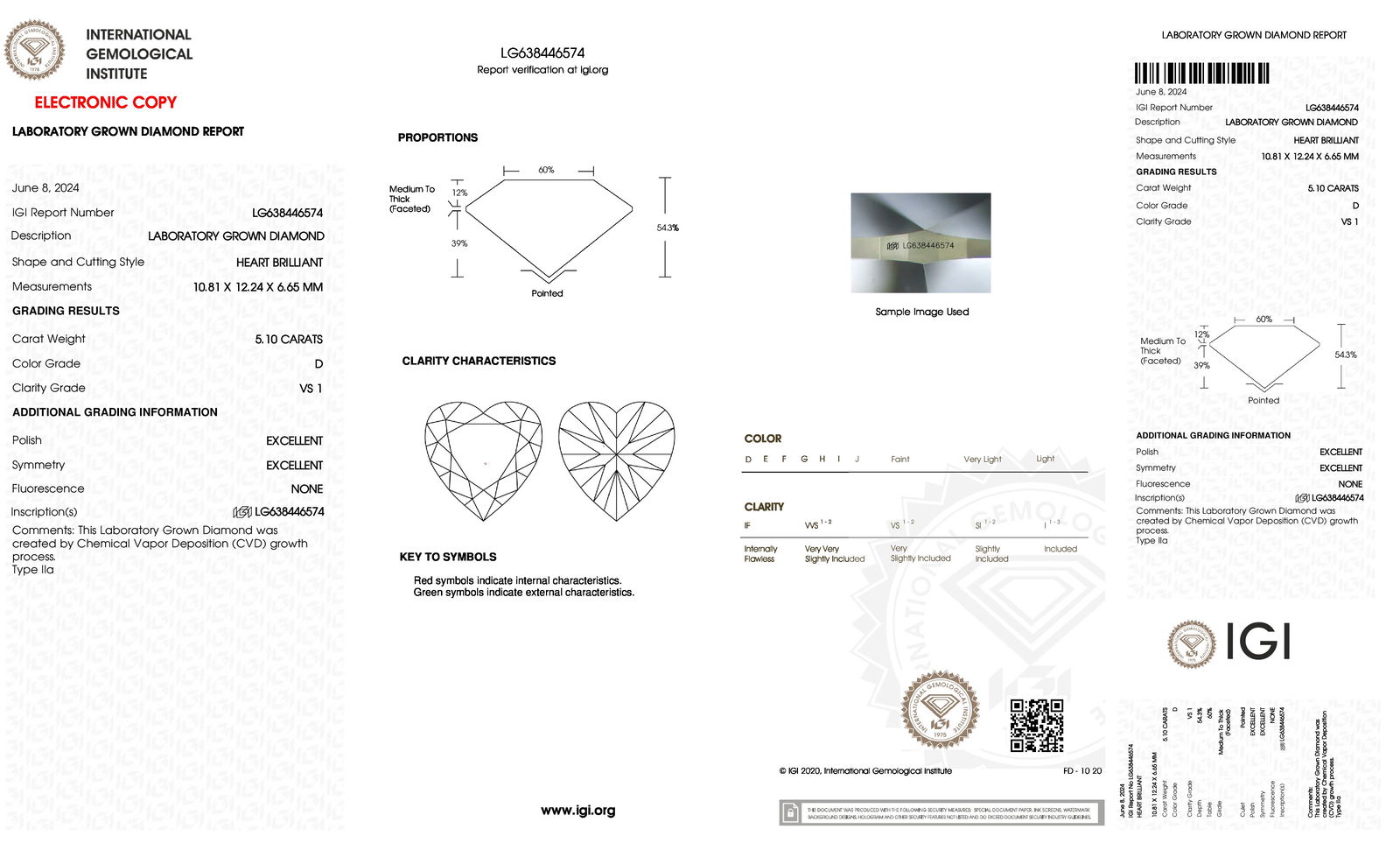 Certificate of diamond 5.1 Carat Heart Diamond
