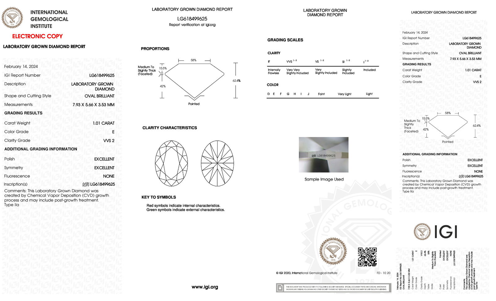 Certificate of diamond 1.01 Carat Oval Diamond