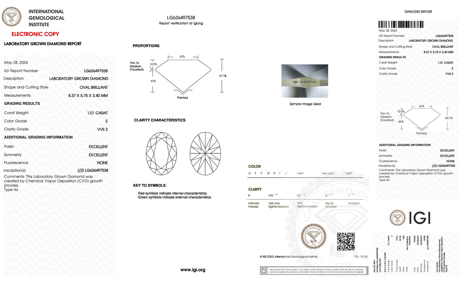 Certificate of diamond 1.01 Carat Oval Diamond