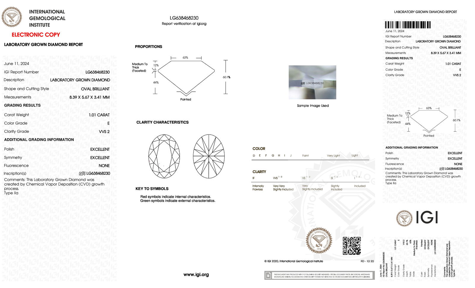 Certificate of diamond 1.01 Carat Oval Diamond