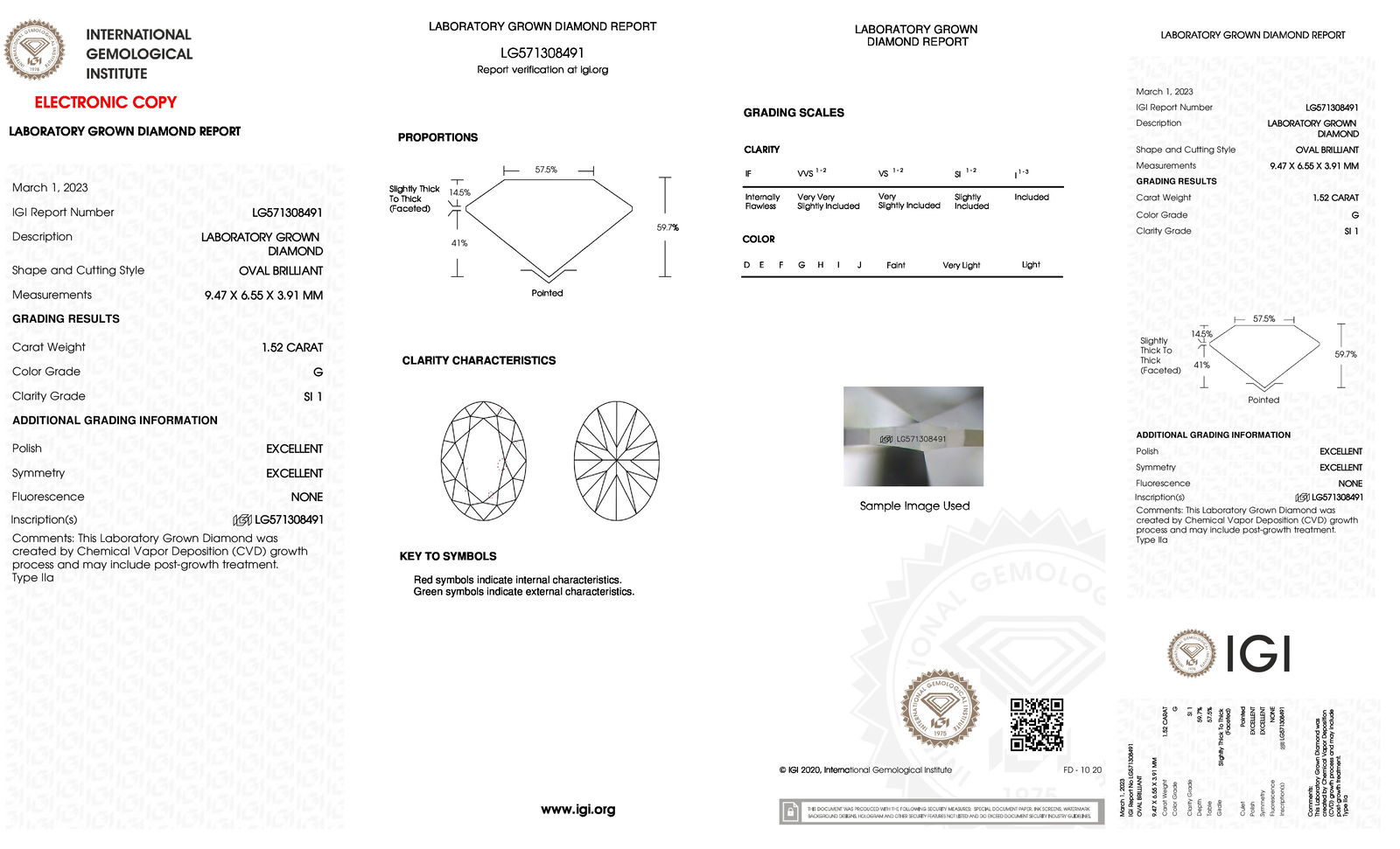 Certificate of diamond 1.52 Carat Oval Diamond