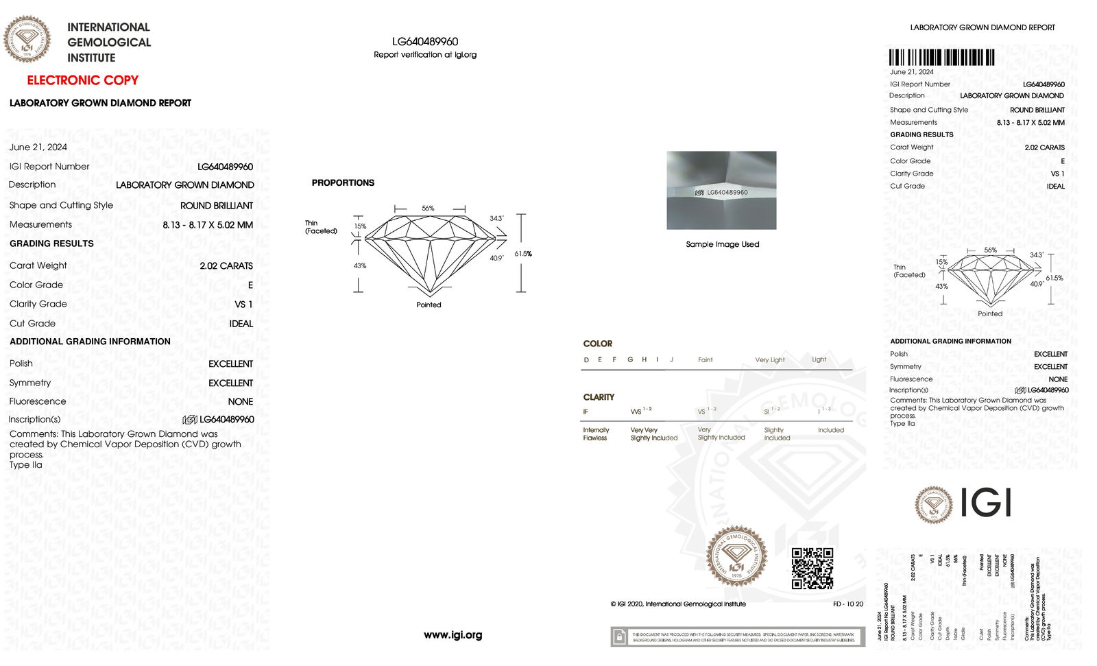Certificate of diamond 2.02 Carat Round Diamond