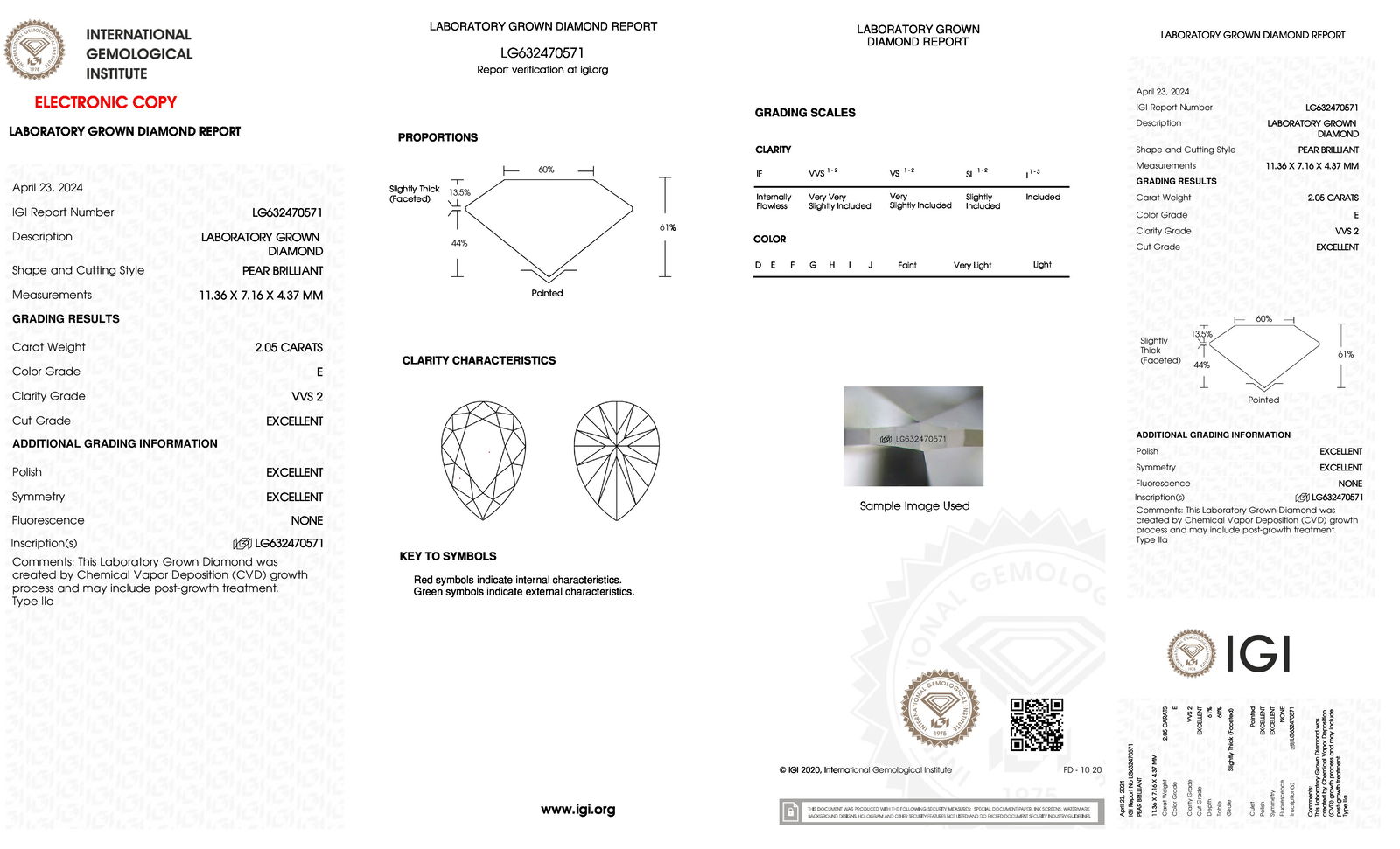 Certificate of diamond 2.05 Carat Princess Diamond