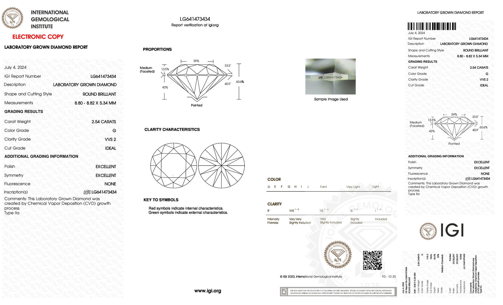 Certificate of diamond 2.54 Carat Round Diamond