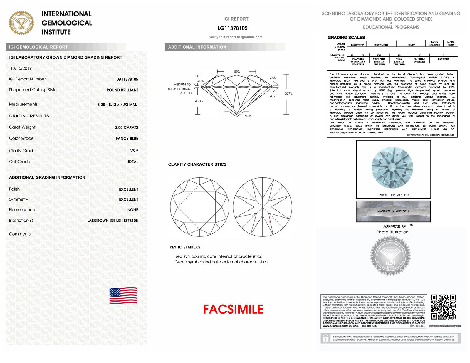 Certificate of diamond 2 Carat Round Diamond