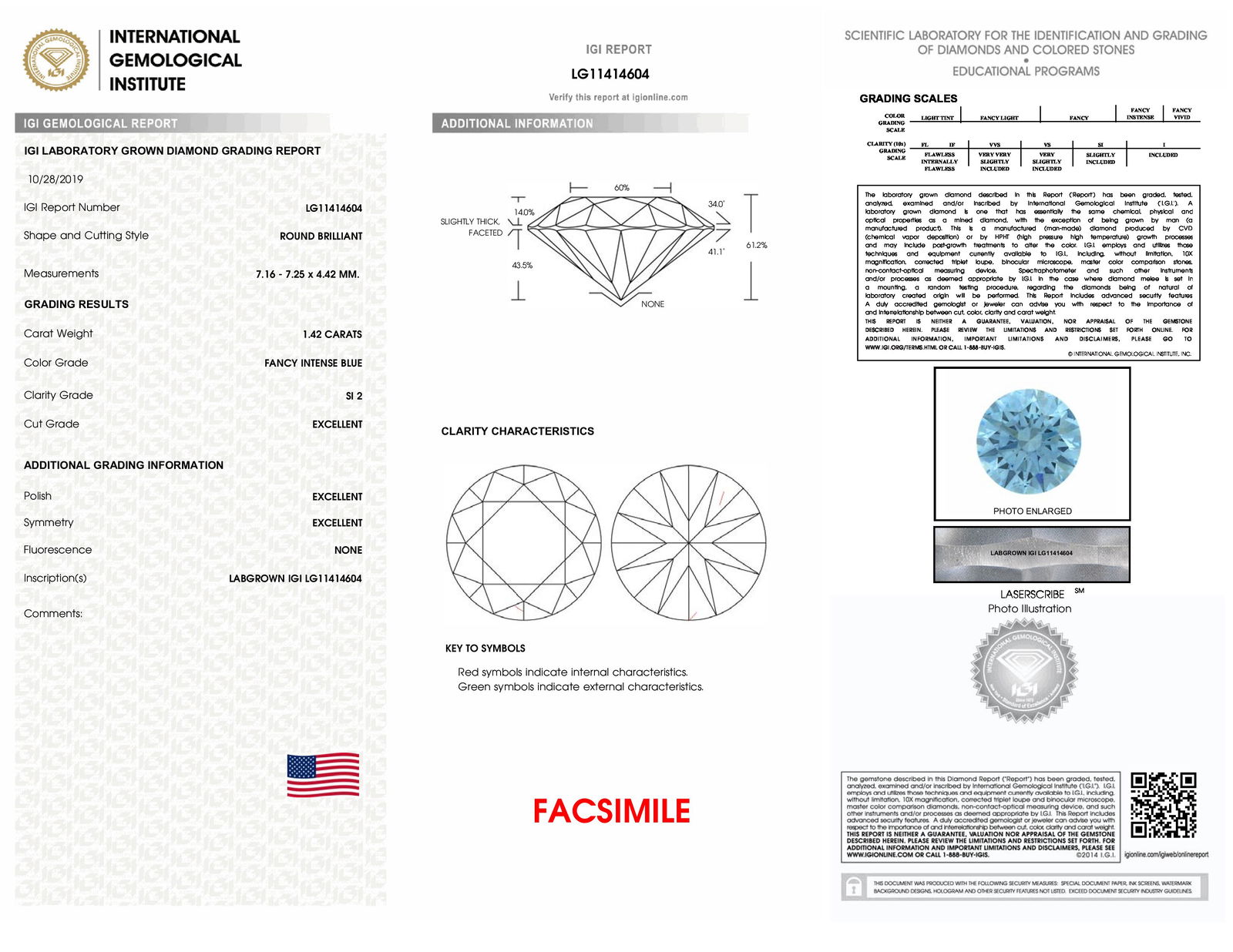 Certificate of diamond 1.42 Carat Round Diamond