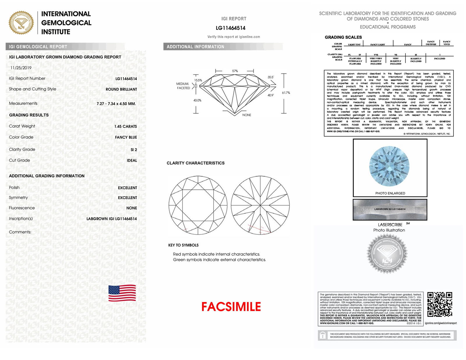 Certificate of diamond 1.45 Carat Round Diamond