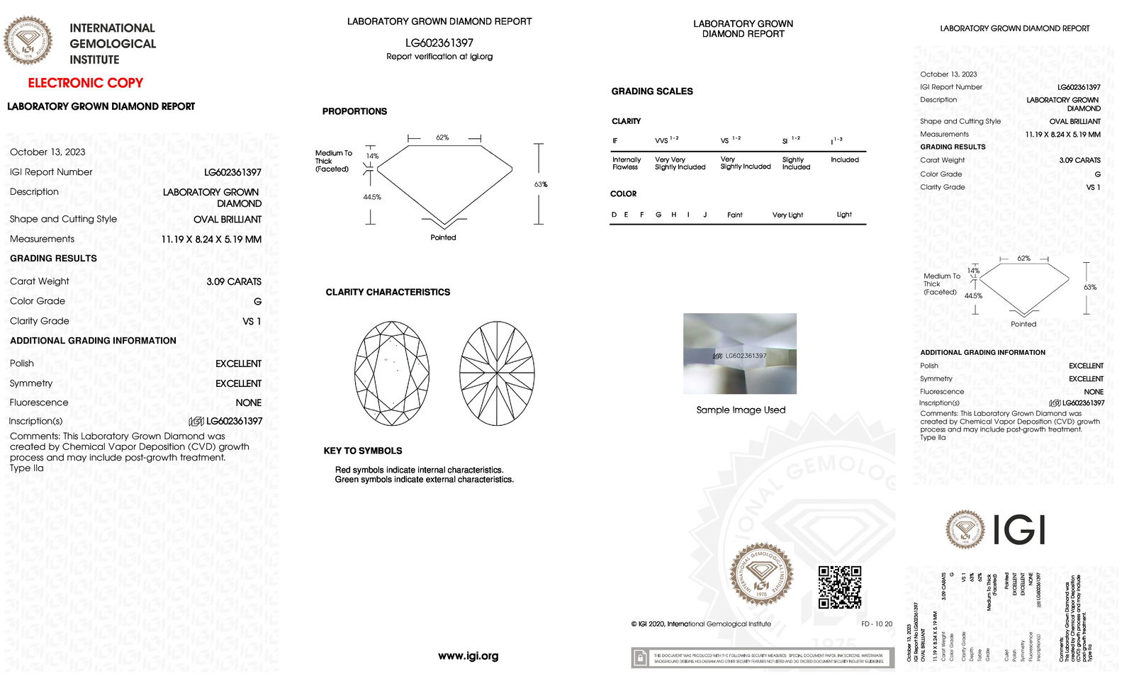 Certificate of diamond 3.09 Carat Oval Diamond