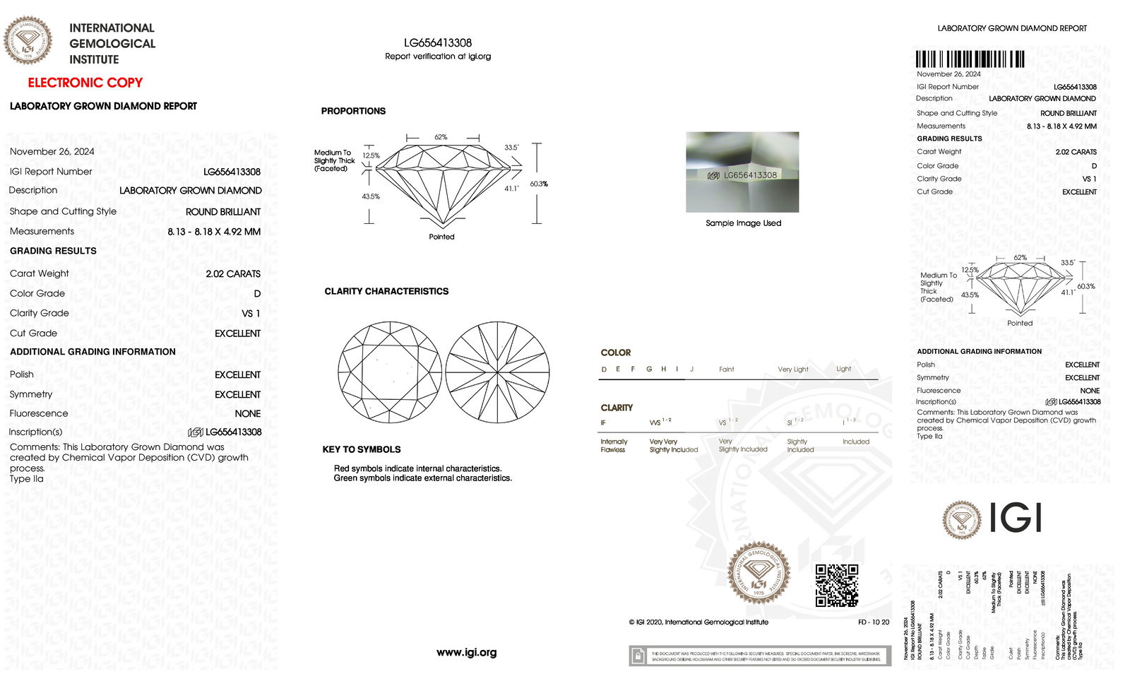 Certificate of diamond 2.02 Carat Round Diamond